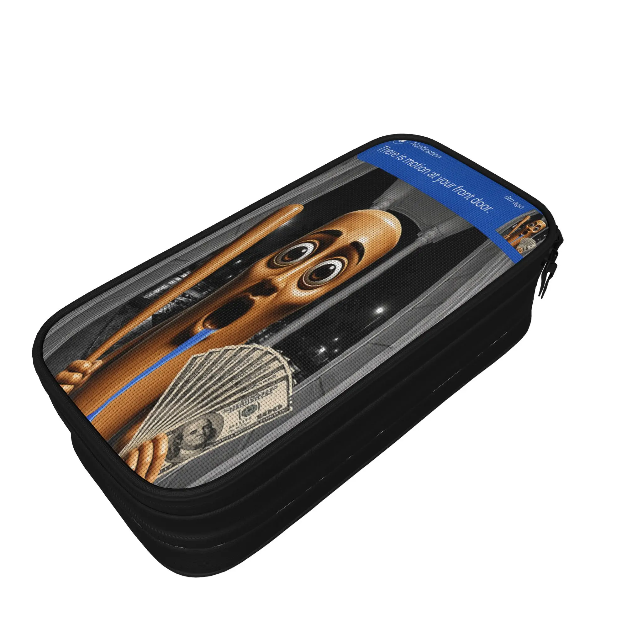 There is Motion at Your Front Tung Tung Sahur Drooling Money Pencil Case Large Pen Box Boy Zipper Vintage School Pencil Cases