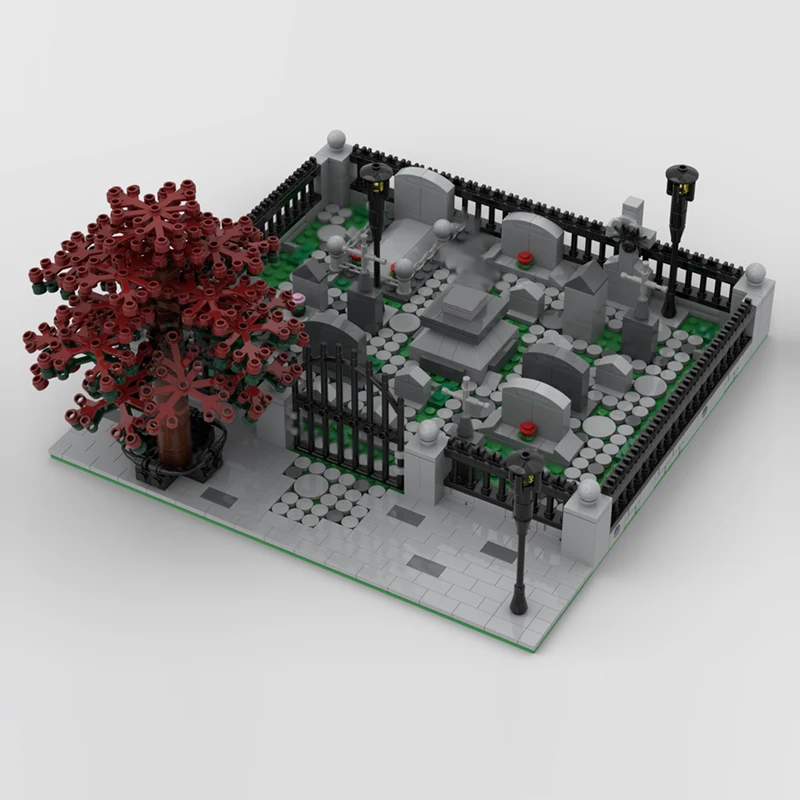 도시 스트리트 뷰 모델 MOC 빌딩 벽돌 정원 묘지 모듈 형 기술 선물 휴일 조립 어린이 장난감 정장
