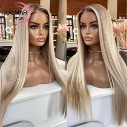 30 Inch Ash Blonde Highlight Hd Lace Wig 13x6 Human Hair Lace Frontal Wig Straight 13x4 Lace Frontal Human Hair Wigs For Women