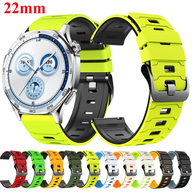 Pulseira Esportiva de Silicone 22mm para Huawei Watch 5 4 3 Pro, GT 6 Pro 46mm, GT6, GT5, GT4, GT3, GT2, Ultimate 2
