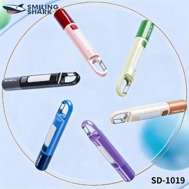 Smiling Shark LED Flashlights USB Rechargeable Mini Variable Zoom Lighting Outdoor Portable Camping Hiking Emergency Handy Torch