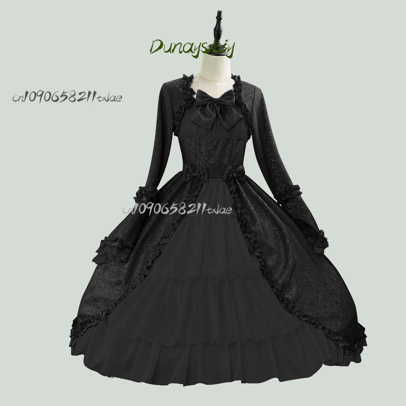 Vintage Gothic Lolita ผู้หญิง Victorian Punk Slim Bandage ชุดเจ้าหญิงสาวน่ารักโลหะ Cross Bow ชุดราตรี