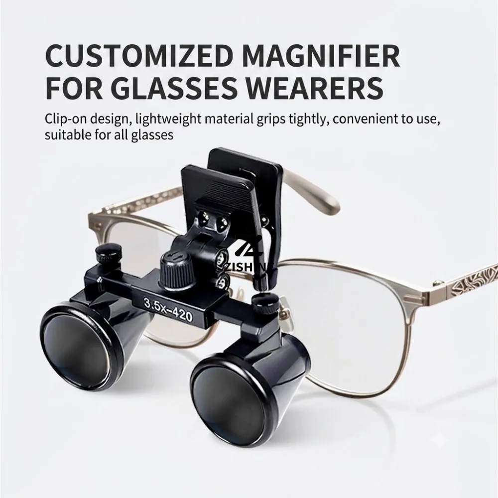 Clip On Dental Loupes 2.5X/3.5X Binocular Magnifier for Myopia Prescription Eyeglasses Optical Surgical Loupe Tool Set