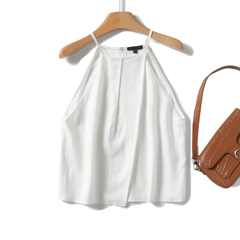 Maxdutti French Minimalist And Fashionable Women's Fashion Elegant Basic Shirt Summer Blouse Women Tops Suspender Shirt