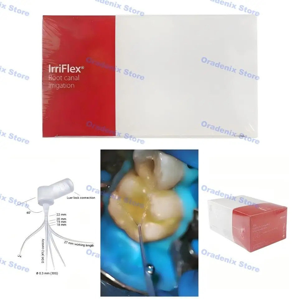 

Ирригационные иглы IrriFlex для корневых каналов, с двойным боковым отверстием, эндодонтические ирригационные наконечники, тип «осьминог», 40 шт.