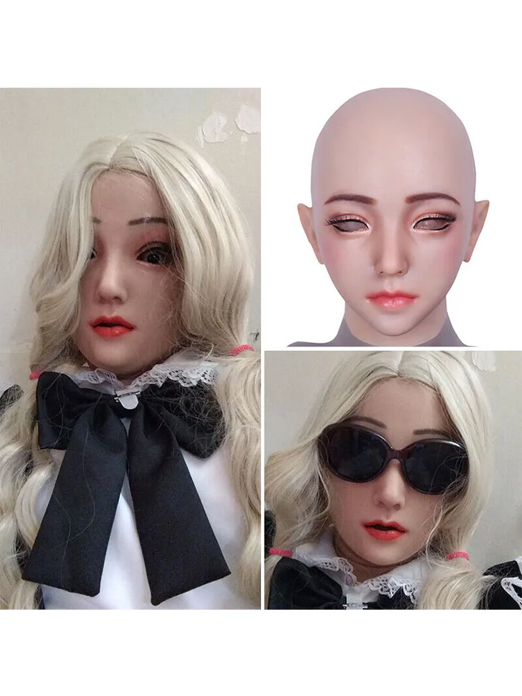 Seksowna pokojówka zestaw mundurków silikonowe pokrowiec na główkę Crossdresser Cosplay męskie do żeńskich realistyczne silikonowe nakrycia głowy — zdjęcie 2