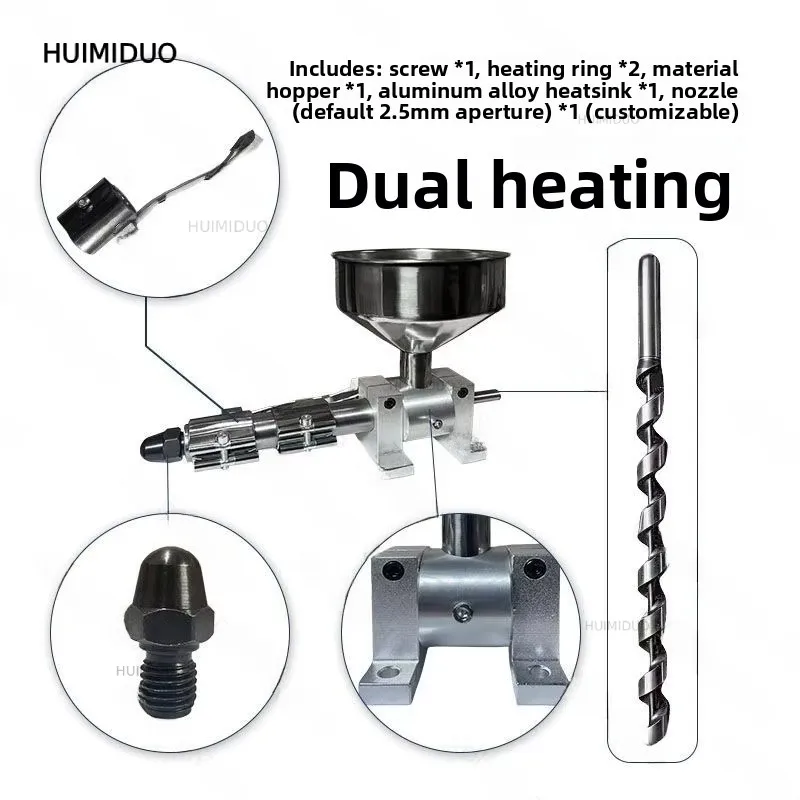 Small Injection Molding Machine/Extruder Screw Kit Microplastic Extrusion 3D Printing Double Heating