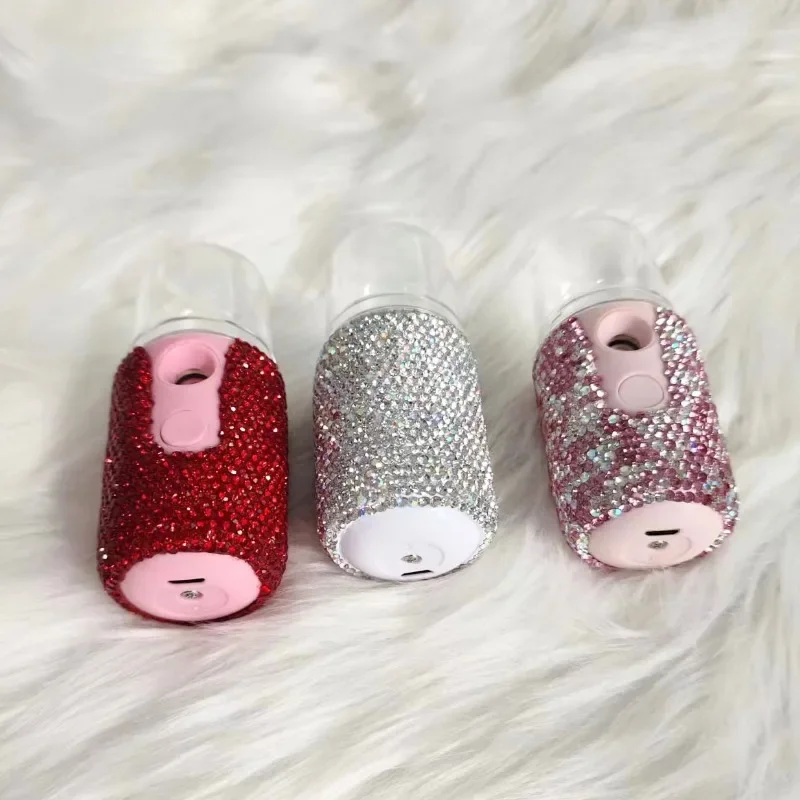 Sparkling Rhinestone Portable Steam Face Humidifier Handheld Ultrasonic Mini Air Humidifier USB Rechargable Mist Maker 20ML