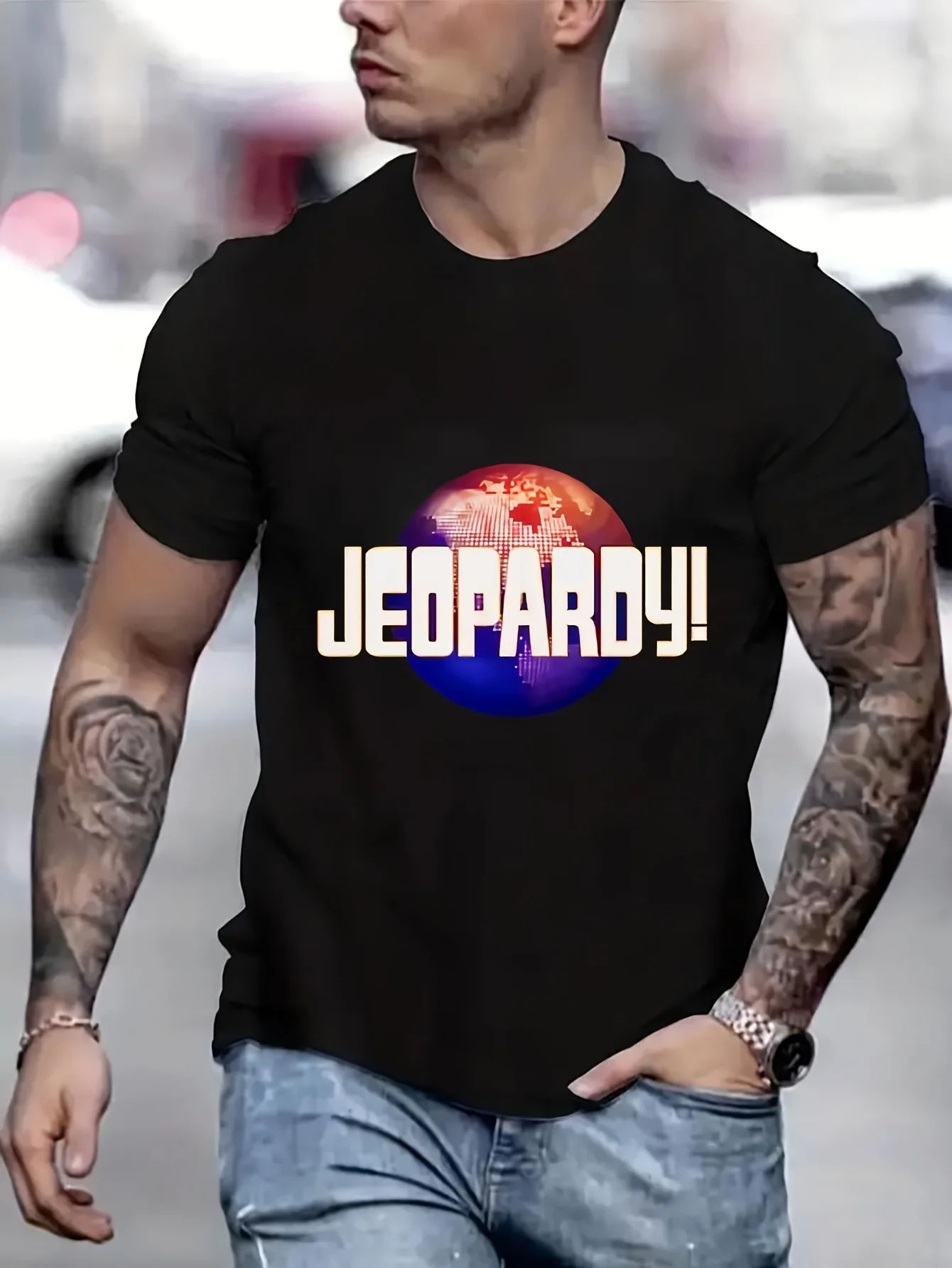 

Логотип Jeopardy TV Game Show, мужская укороченная мужская одежда, мужская футболка с коротким рукавом, мужской летний топ B5022080