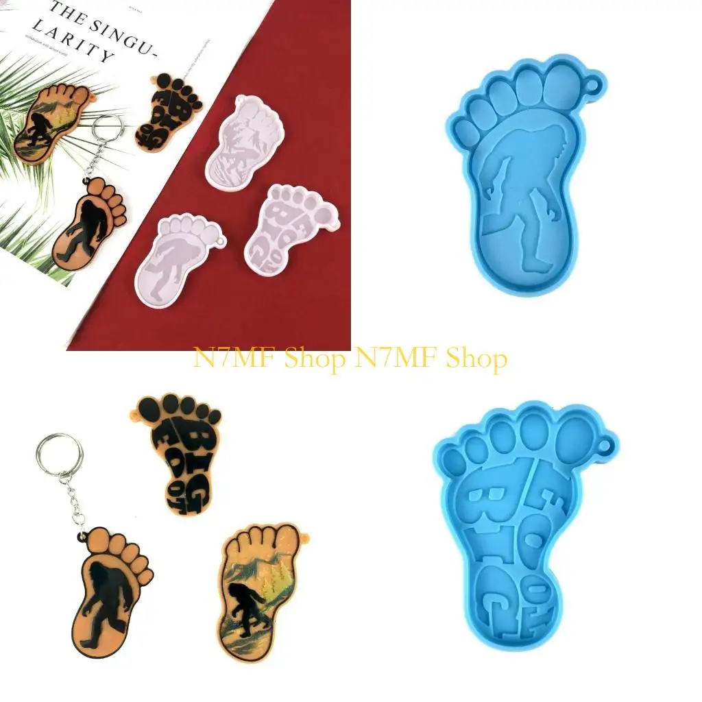 

N7MF Silicone Resin Keychain Mold Foot Pendant Mold for DIY Car Home Decorations