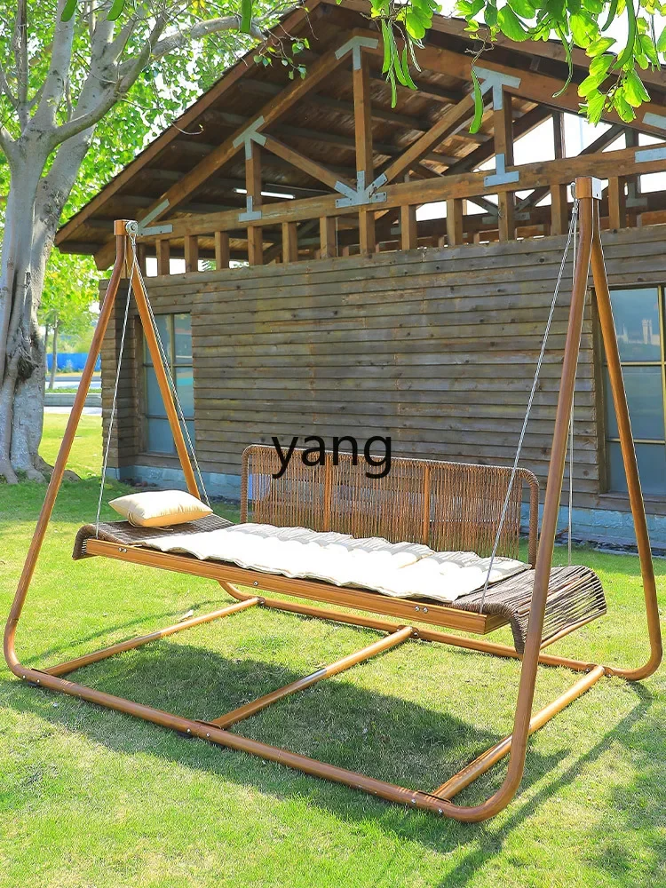 Lmm outdoor swing courtyard home balcony cradle chair double hanging chair rattan hanging basket