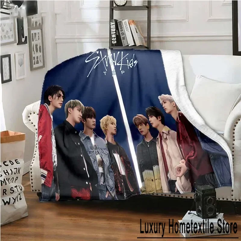 Stray Kpop Singer Star Blanket Kid Soft Sofa Cover Throw Blanket Fleece Tapestry Lightweight Warm Bed Blanket for Bedroom Couch