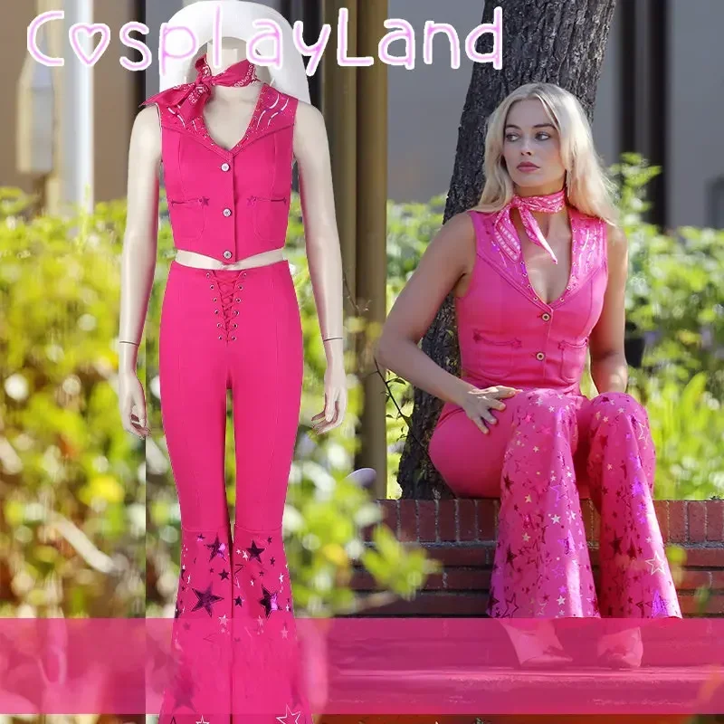 SN88 2023 Movie Barbie Cosplay Costume for Women Girls Fashion Clothes Pink Top Pants Uniform Halloween Carnival Party Suit*#2@5