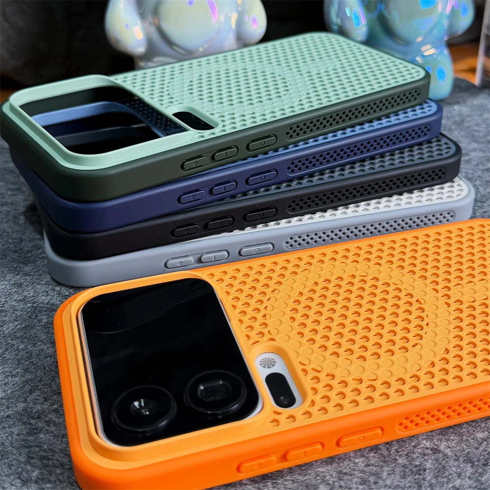 Dla Xiaomi Mi 17 Pro Max POCO F9 F8 F7 Ultra 15 14 13 Magnetyczne etui z chłodzeniem w formie plastra miodu, bezprzewodowym ładowaniem, oddychającą osłoną i ramką ochronną. — zdjęcie produktu 6