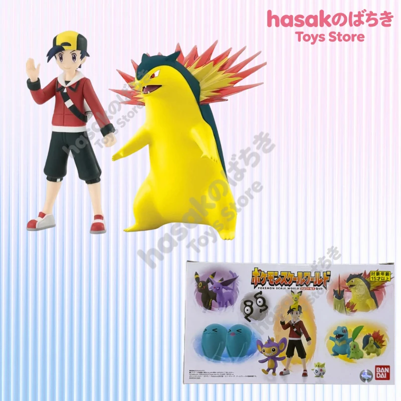 

In Stock Original Bandai Pokemon Scale World Johto Region Chikorita Espeon Cyndaquil Quilava Totodile Figures Action Toys