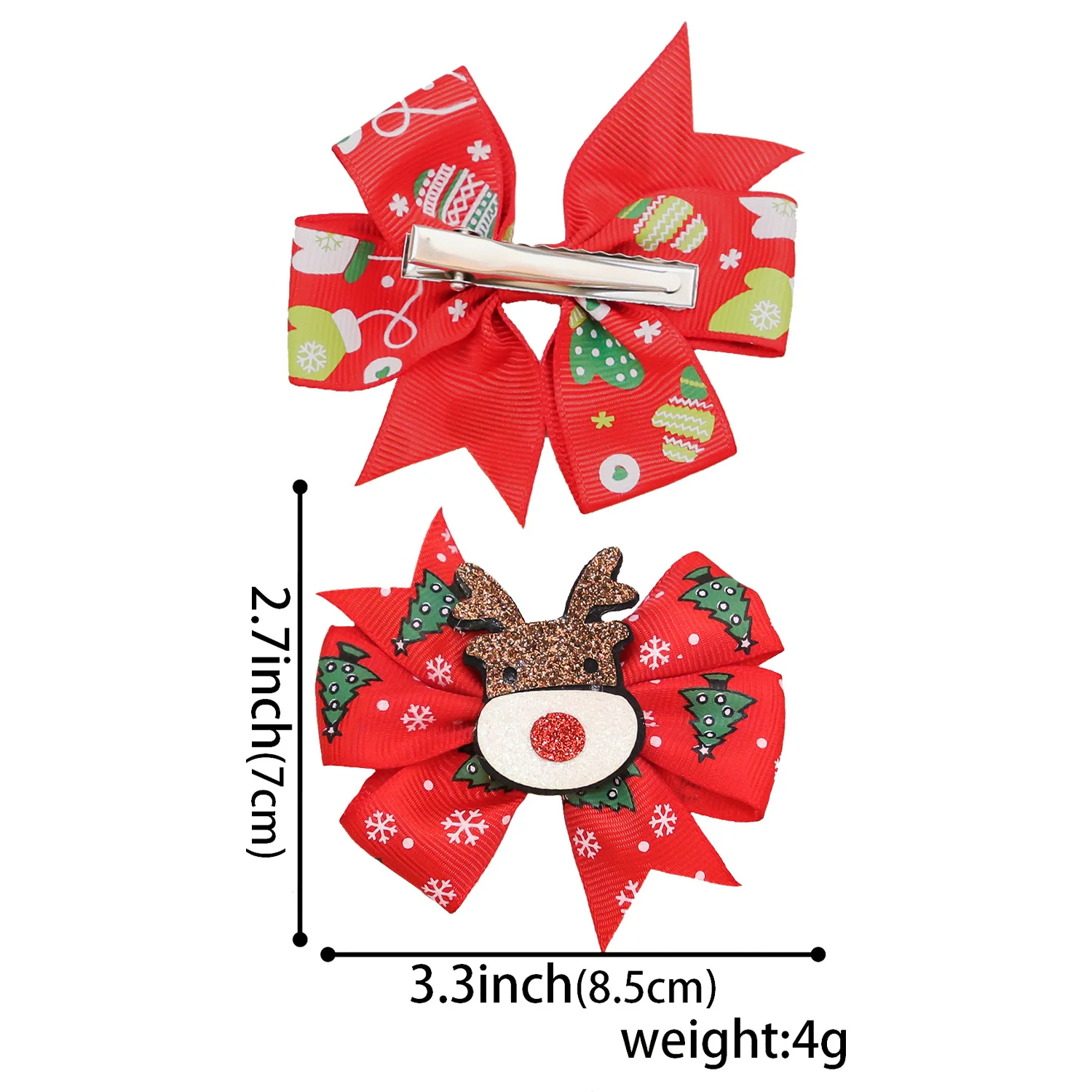 6pcs Christmas Hair Bows 3Inch Grosgrain Ribbon Bows Alligator Hair Clips Hair Accessories Christmas Gifts for Baby Girls