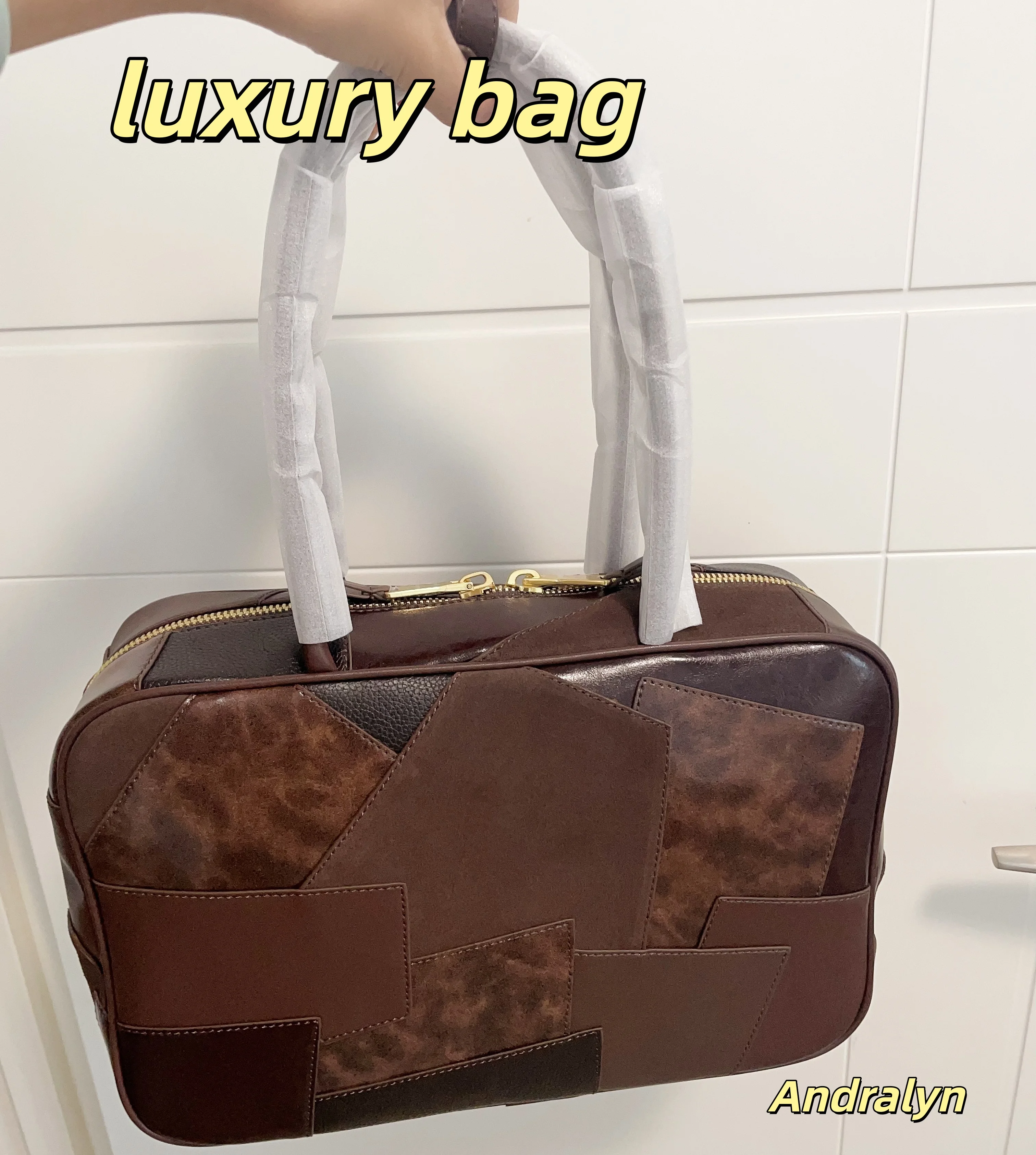 

Высококачественный кожаный портфель, модная ретро лоскутная контрастная сумка, большая вместительная сумка для подмышек, женские сумки