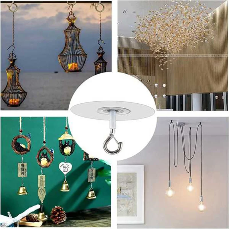

10Pcs Adhesive Ceiling Hooks For Popcorn Concrete Textured Ceiling Wall Surface, No Drilling Self Adhesive Ceiling Hooks Durable