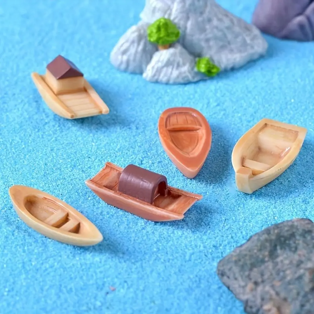 Micro Landscape Micro Landscape Boat Resin Awning Boats Mini Boat Fish Tank Decoration Retro Figurines Art Crafts