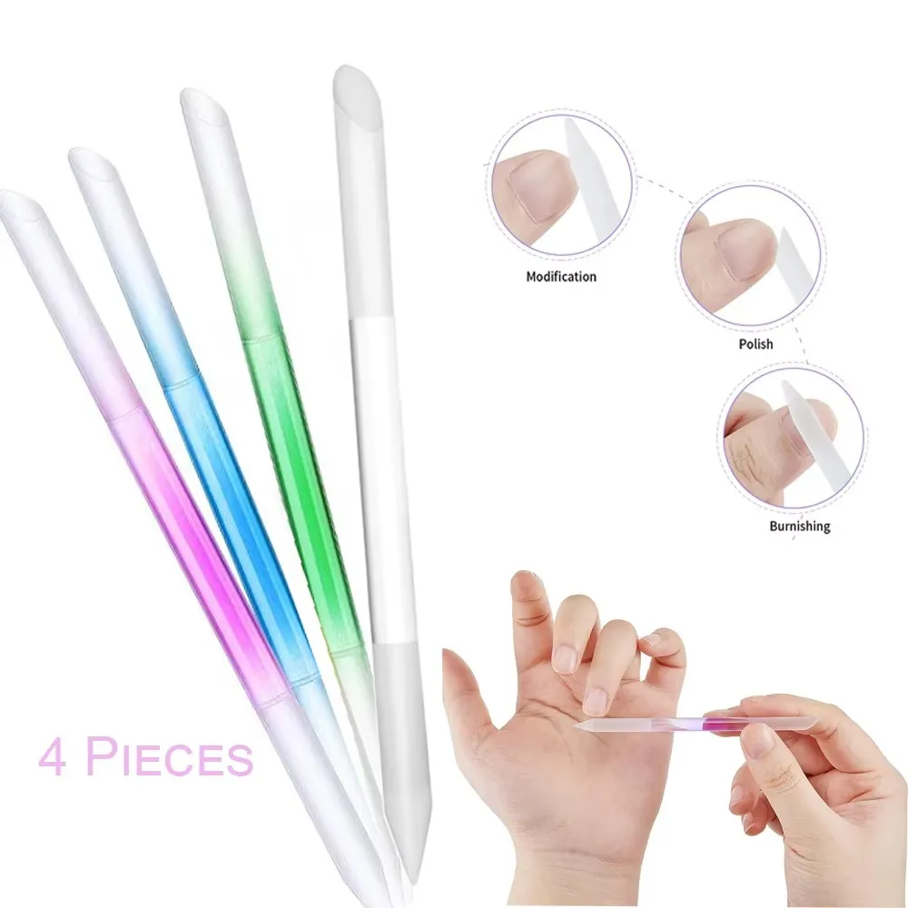 3 Pieces Glass Cuticle Pusher Double Sided Crystal Glass Nai