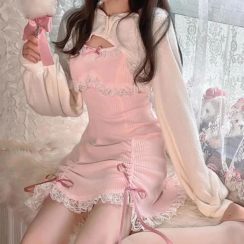 Dresses Women Lace Sweet Creativity Sexy Princess Simple All-match Japanese Style Stylish Delicate Casual Fashion Graceful New