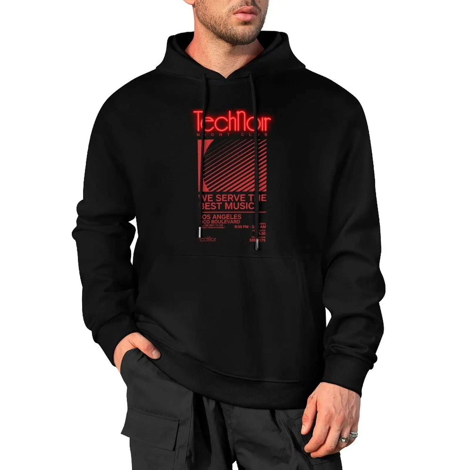 

Retro 80s Technoir Nightclub Poster from the Terminator Movie Pullover Hoodie men wear autumn new in hoodies and blouses