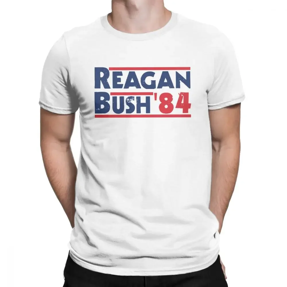 Printed Men T Shirt Reagan Bush '84 Vintage Tops Tees Short Sleeve Conservative Republican GOP O Neck Clothes Cotton T-Shirt