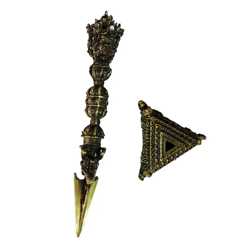 Dorje Vajra Phurba Amulet Metal Buddhist Statue Nepal Craft Ornament for Home Office Collection