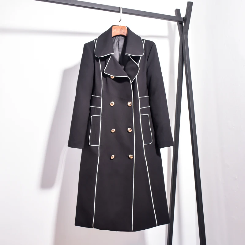 

Элегантный женский двубортный пиджак-ветровка в корейском стиле Slim Fit, средней длины, однотонный, для осени и зимы