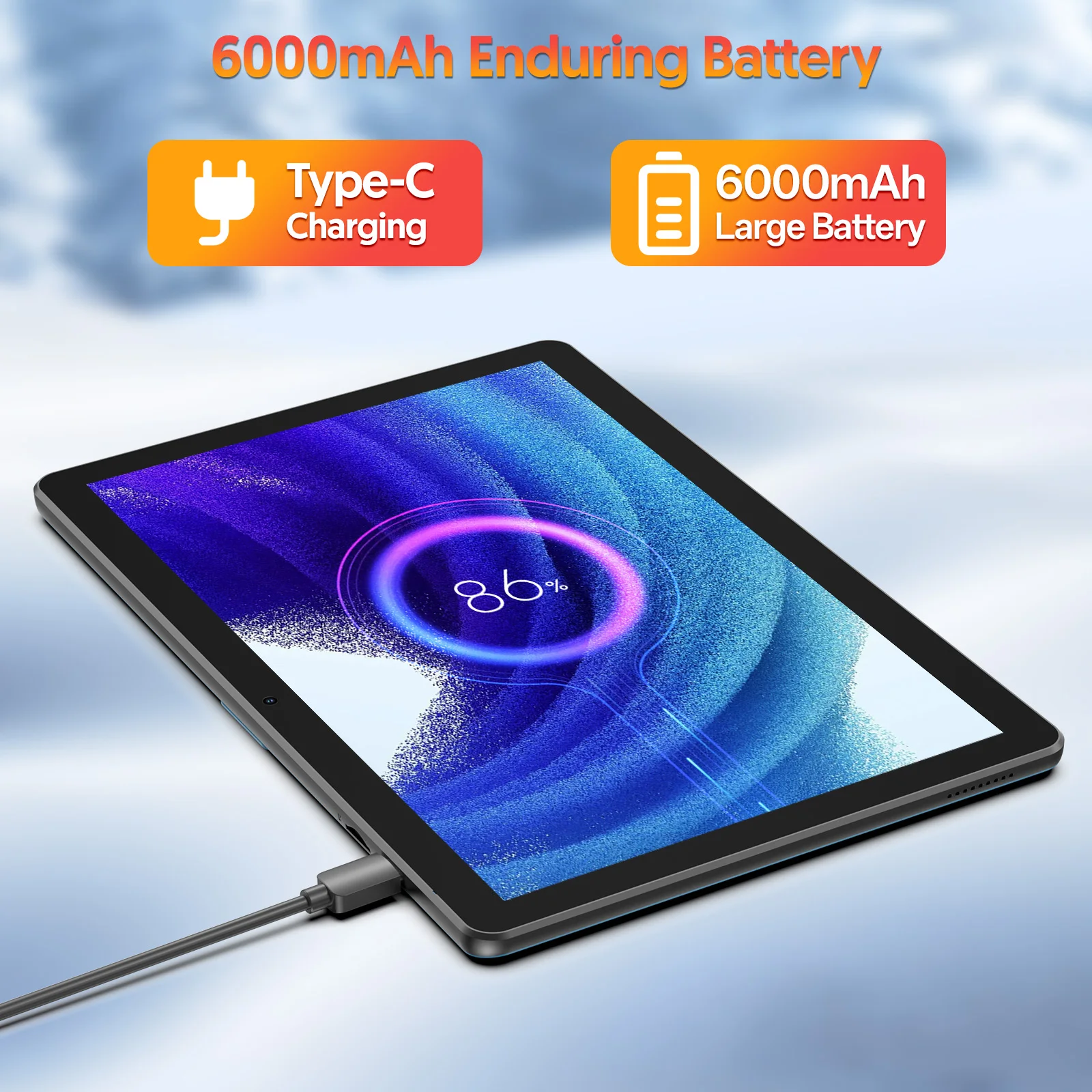 แท็บเล็ต Android 13 ขนาด 10 นิ้ว, โปรเซสเซอร์แบบสี่คอร์, RAM 7GB (ขยายได้ 3G+4G) + ROM 64GB, กล้องคู่, WiFi, Bluetooth