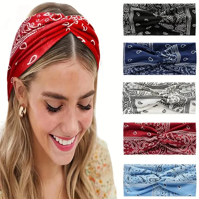 Paisley kwiaty nerkowca opaski do włosów Pilates elastyczna opaska do jogi fitness bieganie jazda na rowerze opaska Turban makijaż obręcz do włosów makijaż