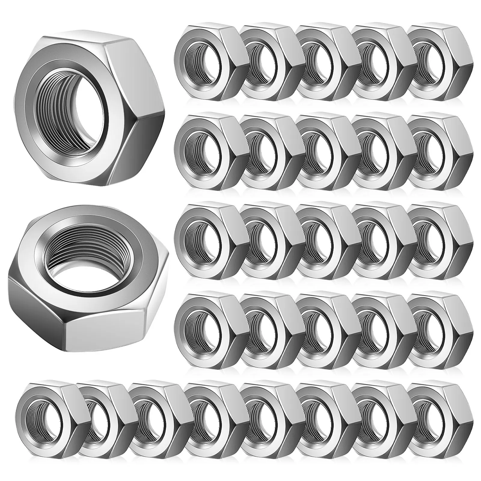50Pcs Stainless Steel Hex Nuts M4 Coarse Thread Precision Engineered for Automotive Furniture Electronics Industrial Repair
