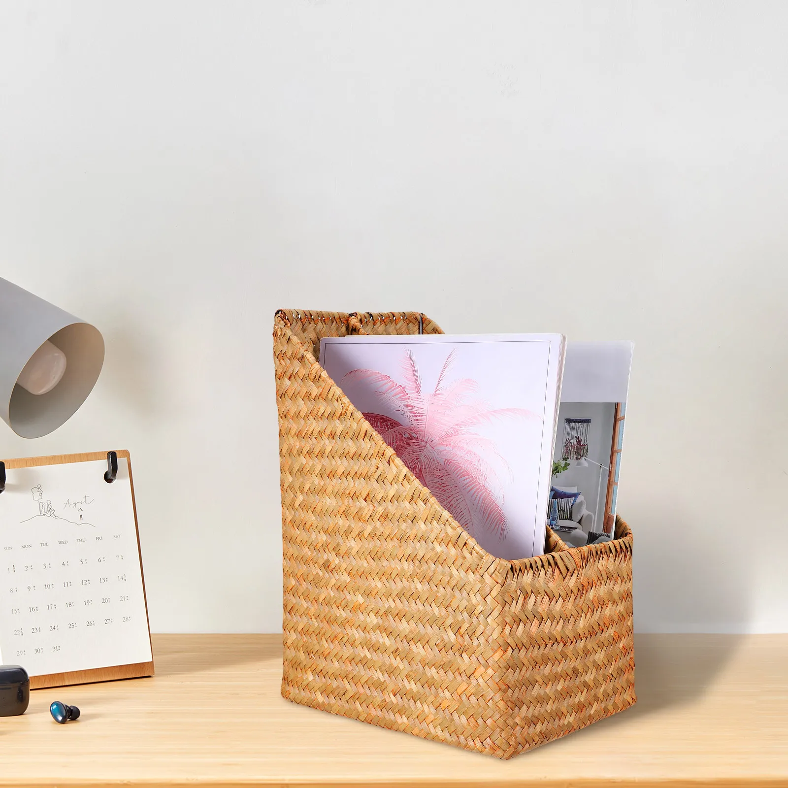 Плетеная коробка-органайзер для документов, книг и журналов, настольная корзина для хранения, органайзер для офиса и учебы, подставка-полка