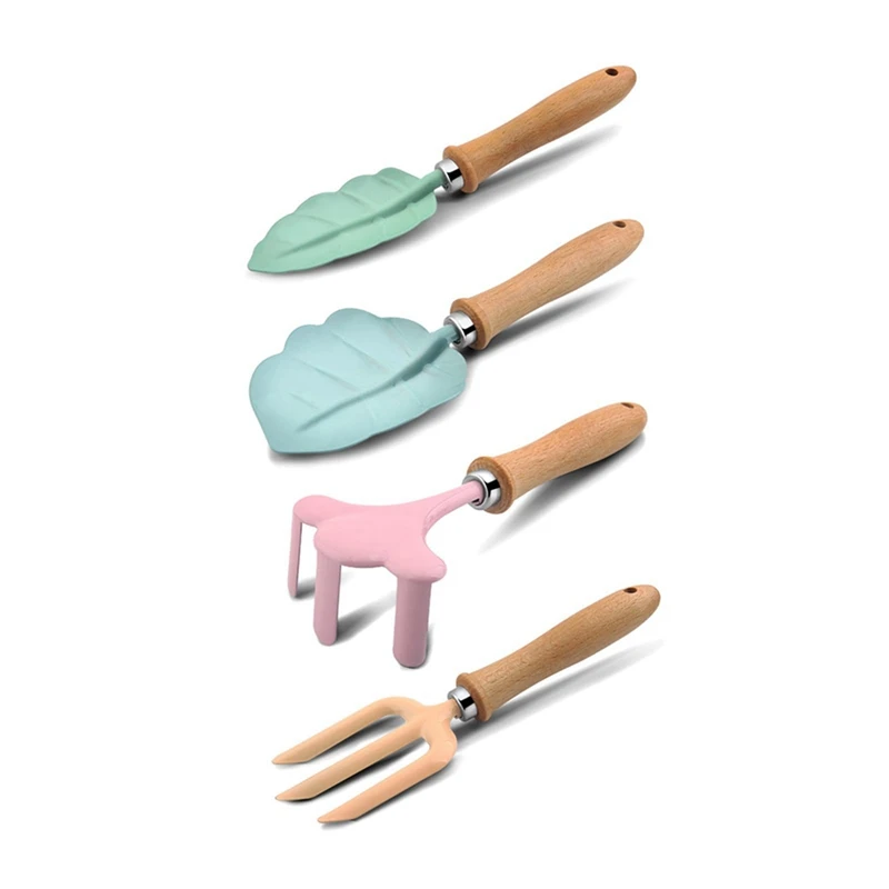 Kids Metal Garden Tool Set Sand Toy,Kids Gardening Set Beach Shovels Toy With Sturdy Wooden Handle Safe Gardening Tools