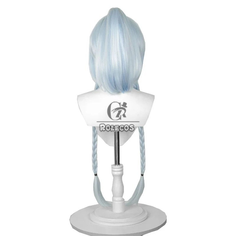 Game Genshin Impact Mualani Cosplay Wigs Mualani 100cm Blue Mixed White Ponytail Cos Wig 2026 Heat Resistant Synthetic Hair
