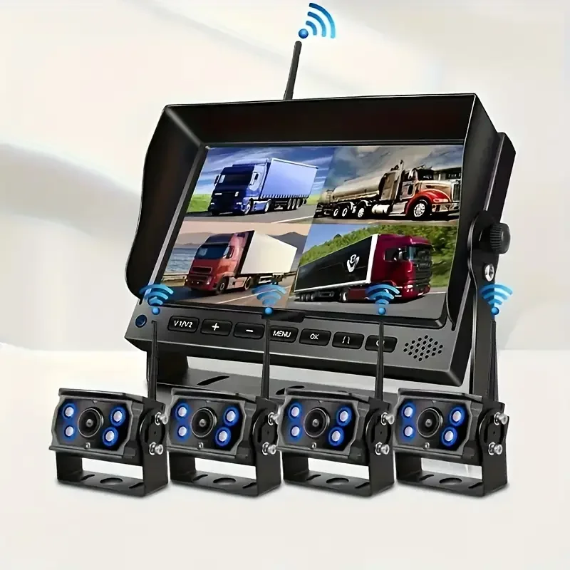 4CHWireless Backup Camera 7 Inch Monitor Digital Wireless, 720P Camera DVR System Car Reversing Assist Wireless Reversing Camera