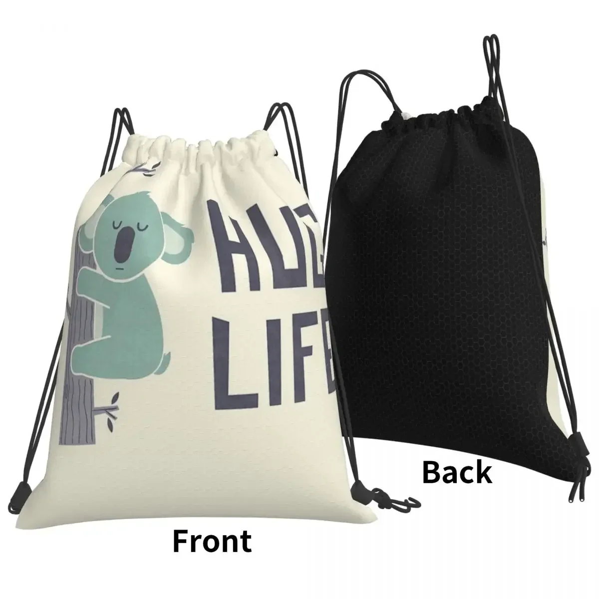 Hug Life Backpacks Casual Portable Drawstring Bags Drawstring Bundle Pocket Sundries Bag BookBag For Travel School