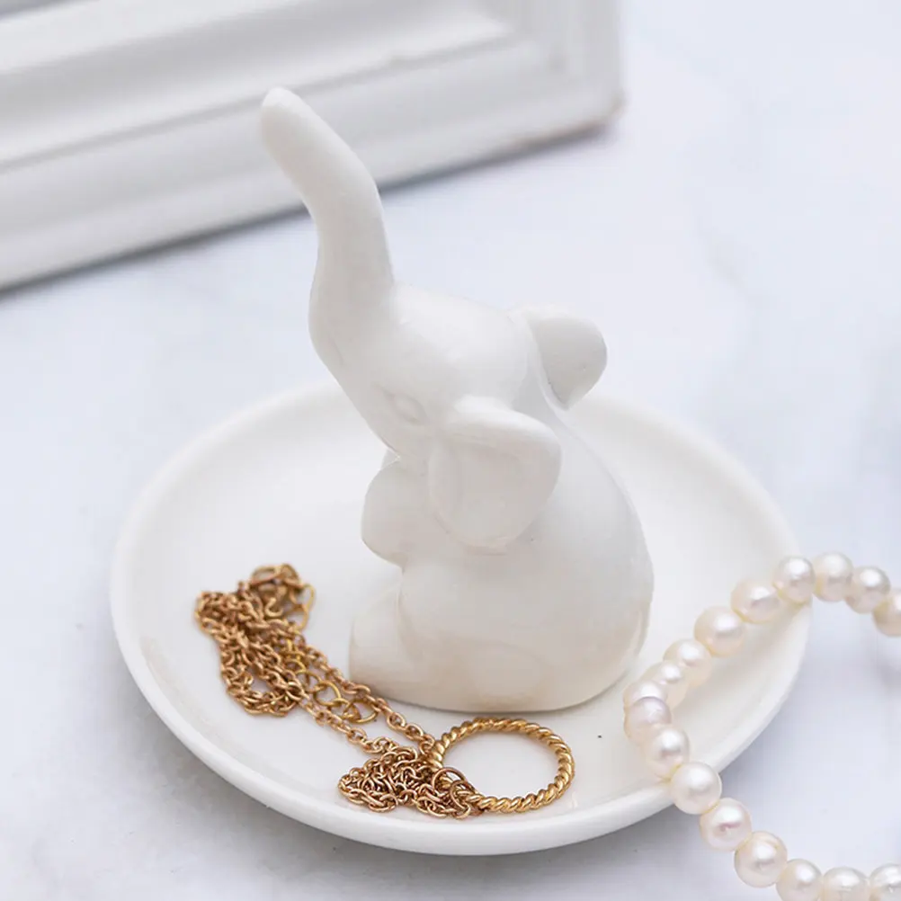 Ceramic Elephant Jewelry Tray for Rings Necklaces Bracelets Earrings Display Storage Home Decor Gift Wedding Birthday Valentine