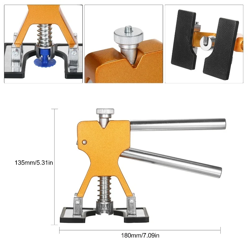 D5 Auto Paintless Dent Repair Kits Adjustable Gold Dent Lifter Dent Repair Tool With 18pcs Tabs Hail Removal Tools Glue Puller