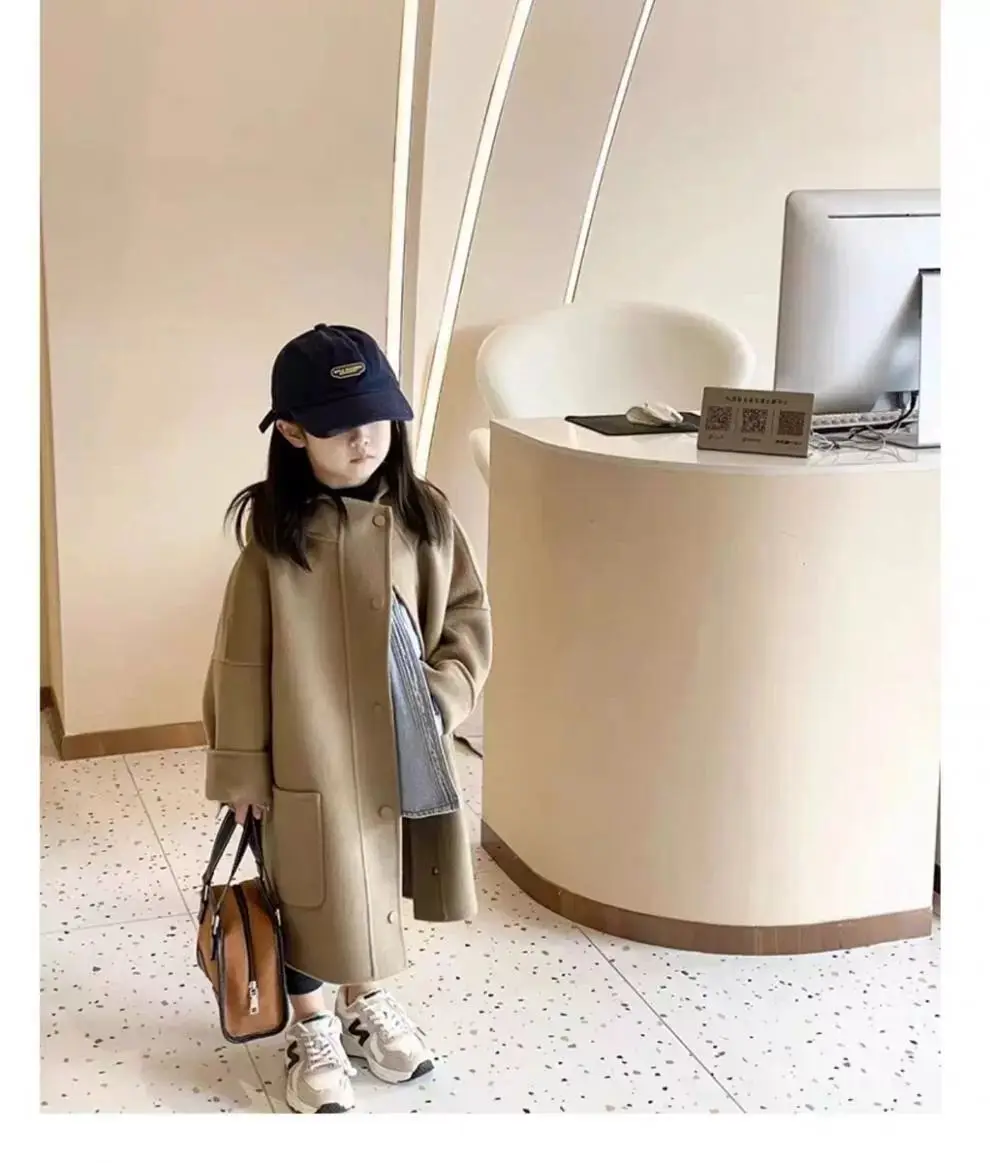 Warm Thicken Winter Cotton Teenagers Outwear Children's Clothing Girls Woolen Coat Overcoat Jacket Windbreak 2025 New