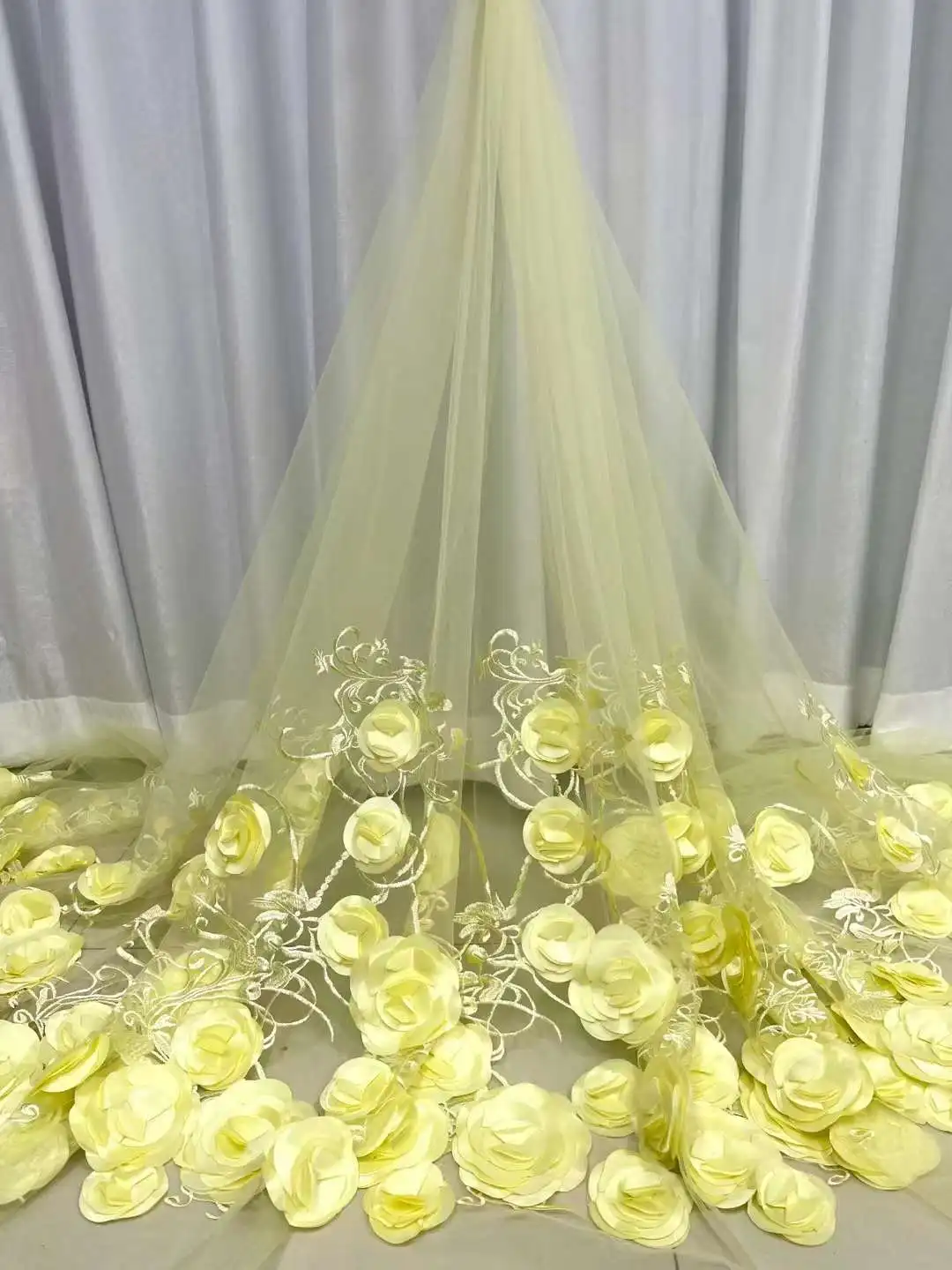 

Beautiful /The Latest 3D Flowers Embroidery French tulle net lace Nigeria fabric lace For Evening dresses Weddings Party 5yards