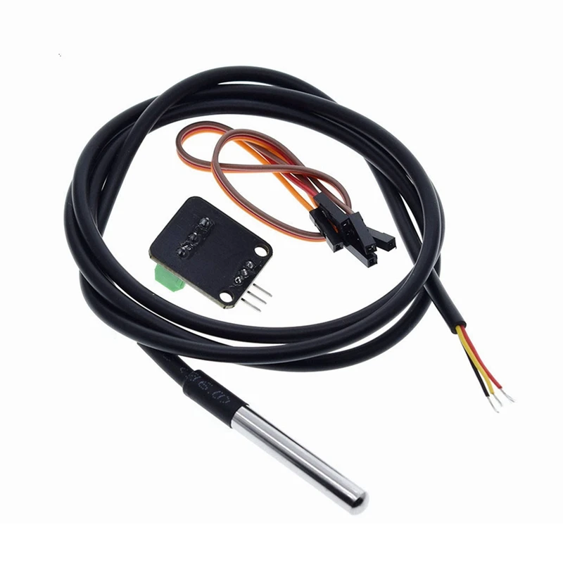 Kit de módulo de Sensor de temperatura A003 DS18B20, adaptador de Terminal de sonda de Cable de Sensor Digital resistente al agua de 100CM para Arduino