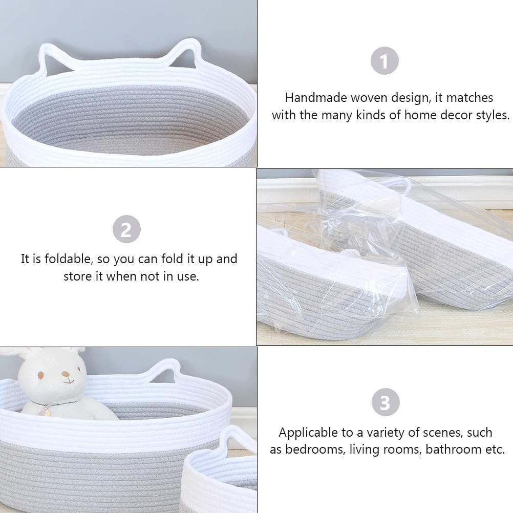 

Cotton Thread Basket Foldable Cloth ganizer Woven Storage Bedroom Living Room Blanket Holder Clothes Home Decor Style High