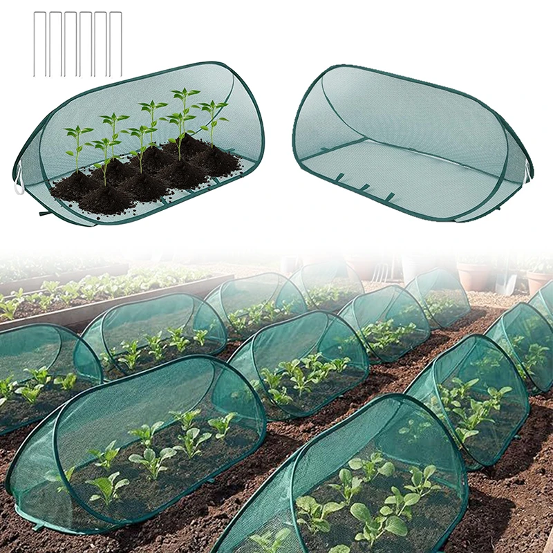 1Set Green Triangular Garden Plant Cover Pop-up Cover Breathable Mesh for Vegetable Flower Protection Insect Prevention Prop ZYF
