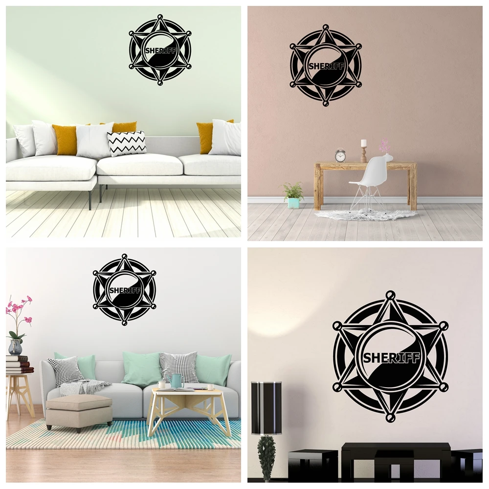 

1 pc new nice sheriff badge Wallsticker vinyl wallpaper Pvc Decals Home Decor For Living Room Kids Room Sticker Mural