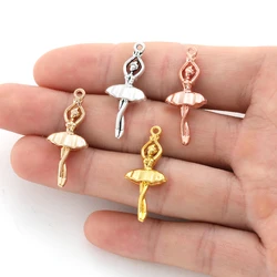 10pcs 4 Color Ballerina girl Charms Alloy Metal For earring Pendants DIY Handmade Jewelry Accessories Making 14*33mm I1136