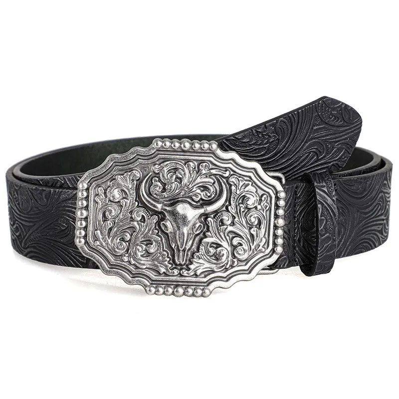 Western Cowboy-Stil Vintage Casual Gürtel - Geschnitzte Ochsenkopf-Schnalle & Bohemian-Print, Perfekt für Tägliche Pendler- und Dating-Outfits – Detail 9