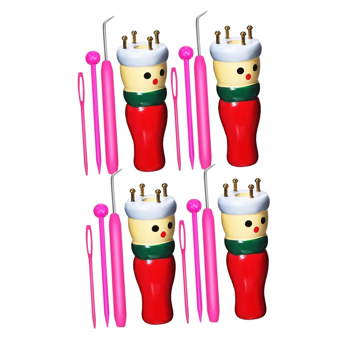 ABXK Doll Weaving Kit 4 Pcs Knitting Dolls Wooden Tools DIY Weaving Toy for Random