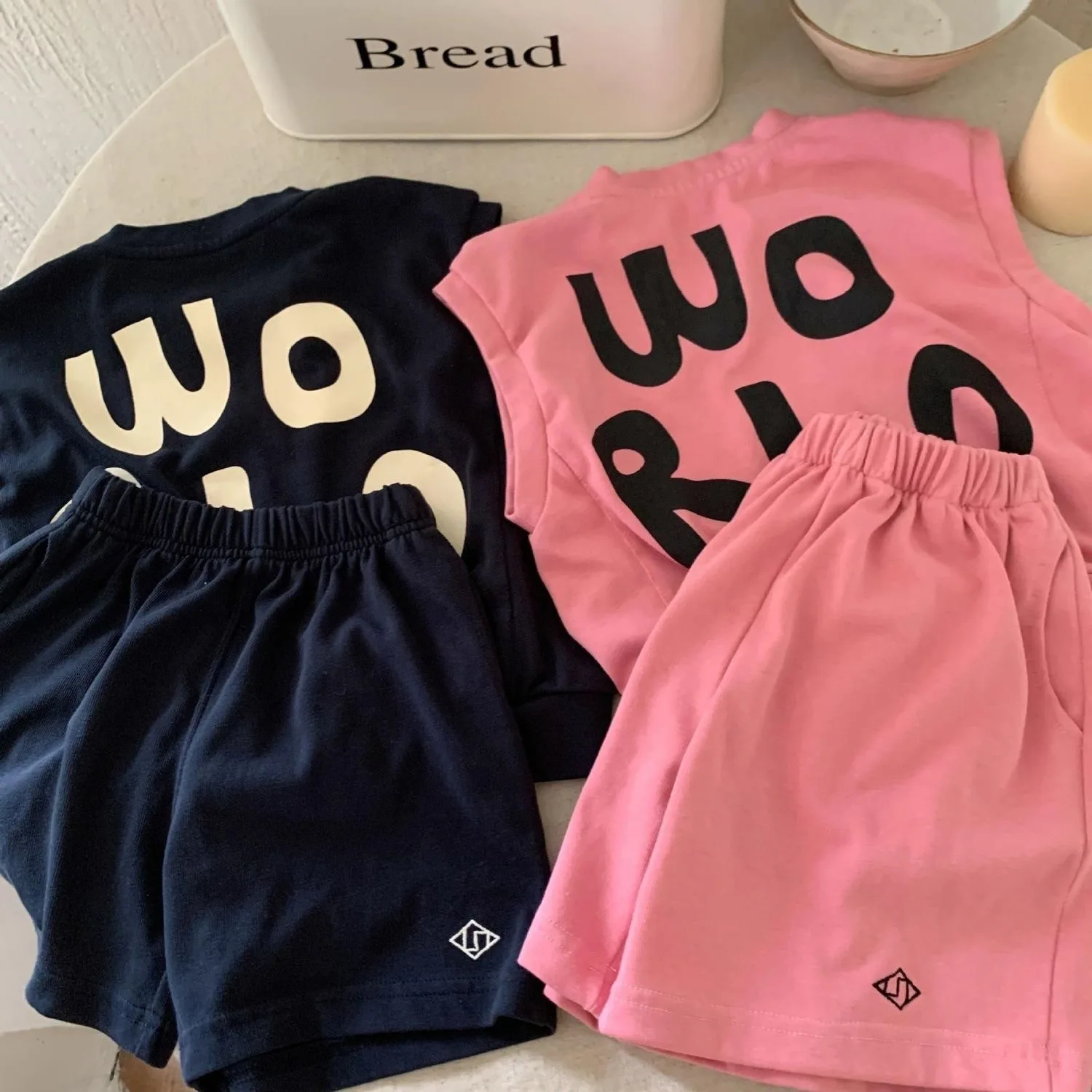 Summer Baby Girls Clothes Set Kid Boy Sleeveless T-shirts and Shorts 2 Pieces Suit Children Letter Printed Top Bottom Outfits