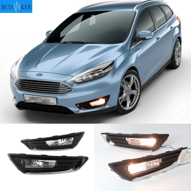 

Car Front Bumper Fog Light Assembly Lampshade H11 Bulb Harness Wire Bracket Cover For Ford Focus Mk3 2015 2016 2017 2018